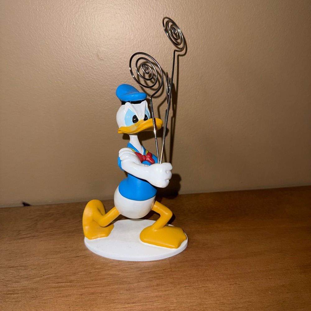Disney Donald Duck Photo Holder Figurine Note Clip Statue Blue White 7 Inch
